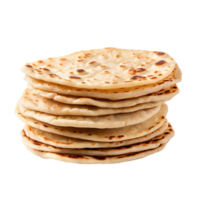 Flat bread stack isolated on transparent background png