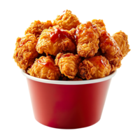 Fried Chicken in a bucket with sauce isolated on transparent background png