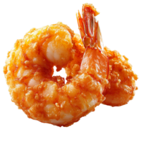Fried one shrimp isolated on transparent background png