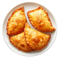 Fried Panzerotti fritto on a plate top view isolated on transparent background png
