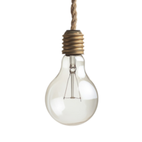 Glass bulb hanging on a rope isolated on transparent background png