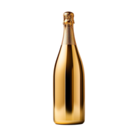 Golden Champagne Bottle isolated on transparent background png