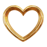 Gold frame in heart shape isolated on a transparent background png