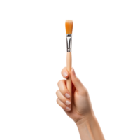 Hand holding a little paintbrush isolated on a transparent background png