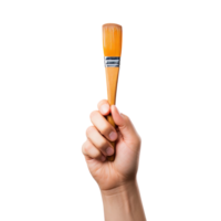 Hand holding a little paintbrush isolated on transparent background png