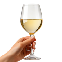Hand holding a glass of red wine isolated on a transparent background png