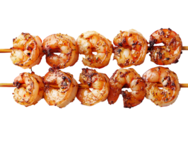 grilled shrimps on skewer isolated on transparent background png