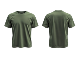 Green plain t-shirt mockup front and back view isolated on a transparent background png