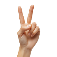 Hand showing peace symbol isolated on transparent background png