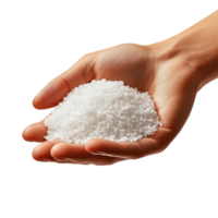 Hand holding heap of salt isolated on transparent background png