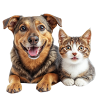 happy and smiling dog and cat isolated on transparent background png