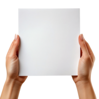 hands holding a blank sheet of paper isolated on transparent background png