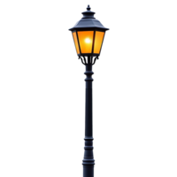 Illuminated lamp post isolated on transparent background png