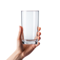 Holding an empty glass in hand isolated on transparent background png