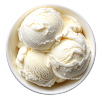ice cream in a white bowl top view isolated on transparent background png