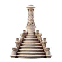 High stone trapeze tower on a pedestal of steps close-up isolated on transparent background png