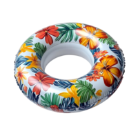 Inflatable Ring Float with Tropical Patterns isolated on transparent background png