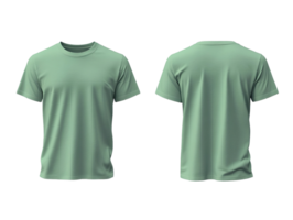 Light green plain t-shirt mockup front and back view isolated on transparent background png