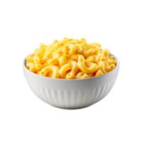 Macaroni and cheese in white bowl side view isolated on transparent background png