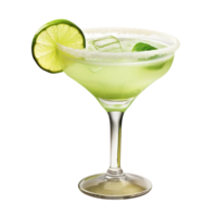 Margarita cocktail decorated with lime slice isolated on transparent background png