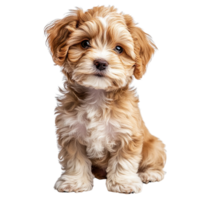 Maltipoo puppy isolated on transparent background png