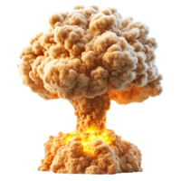Massive mushroom cloud explosion isolated on a transparent background png