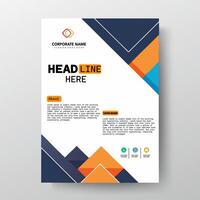 A brochure template with an orange and blue geometric design vector
