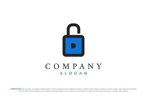 letter d and security padlock logo design vector