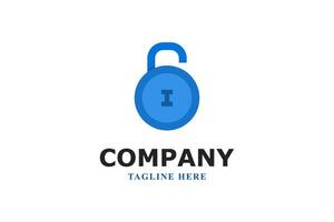 letter i and padlock modern security logo vector