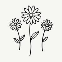 Minimal Black and White Sketch Three-Part Geometric Line Art vector