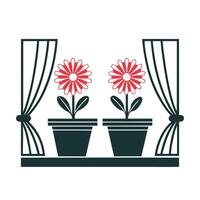 Black and White Potted Daisy Flowers Illustration Elegant Botanical Line Art vector