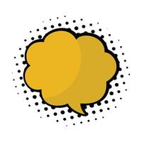 An orange speech bubble in the style of a comic book, surrounded by a dotted halo vector