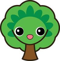 A cartoon tree with eyes and a smile vector