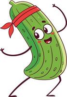 A cartoon pickle character with a bandana on its head vector
