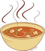 A bowl of soup with a steaming hot pot vector