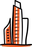 An orange and white building with a tower vector