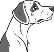 A dog is crying in this black and white drawing vector