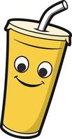 A cartoon drink with a straw and a smile vector