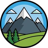 Mountain landscape with trees and clouds vector