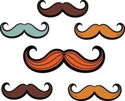 Mustaches in various colors and styles vector