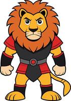 Lion warrior with a regal stance vector