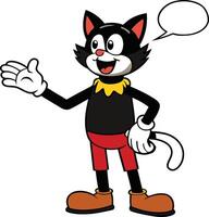 Cat, exuding vintage vibes with its expressive gestures and a speech bubble, ready to communicate vector
