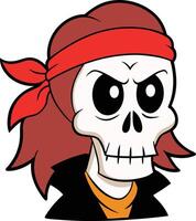 Skull adorned with a red bandana vector