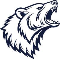 A bear head with its mouth open vector