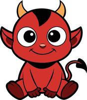 A cartoon devil with horns and a big smile vector