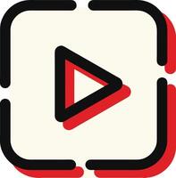 A red and black play button with a white background vector