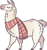 Illustration of a llama wearing a scarf vector