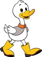 A cartoon duck wearing boots and a collar vector