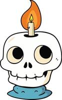 Skull with a burning candle on top, perfect for spooky or playful themes vector