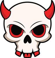 Skull with fiery red eyes and horns vector